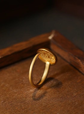 美拉德港风复古咖色滴油戒指女法式2025年精致时尚高级感食指戒