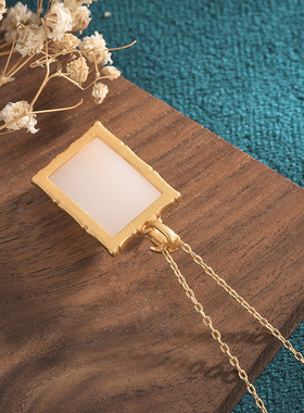 2025国潮新品配饰中国风珐琅彩绘熊猫竹子仿和田玉复古宫廷女项链