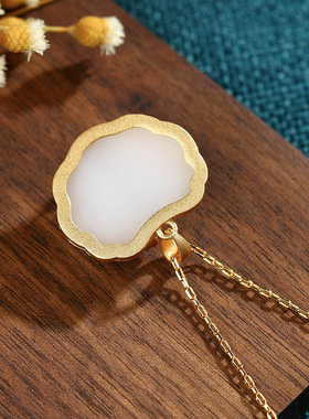 国潮新品珐琅彩滴釉凤来仪镶仿和田玉平安锁挂坠中式文艺复古项链