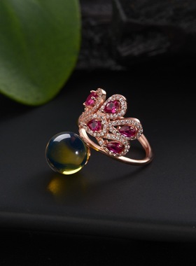 网红汉服配饰蓝珀蜜蜡吊坠