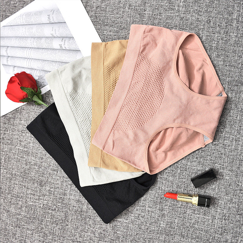 女中腰日系蜂巢暖宫纯棉档提臀短裤 汉嫚内裤