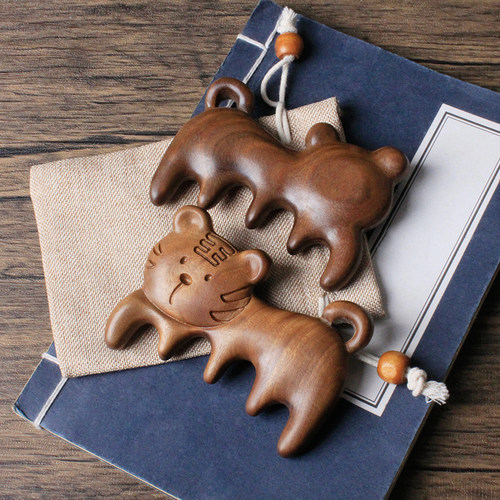 桃木多功能按摩五齿按摩梳梳子经络梳男女按摩木梳大齿梳随身便携 - 图1