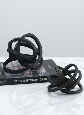 现代简约创意金属麻团铁艺家居装饰品立体桌面摆件客厅酒店软装