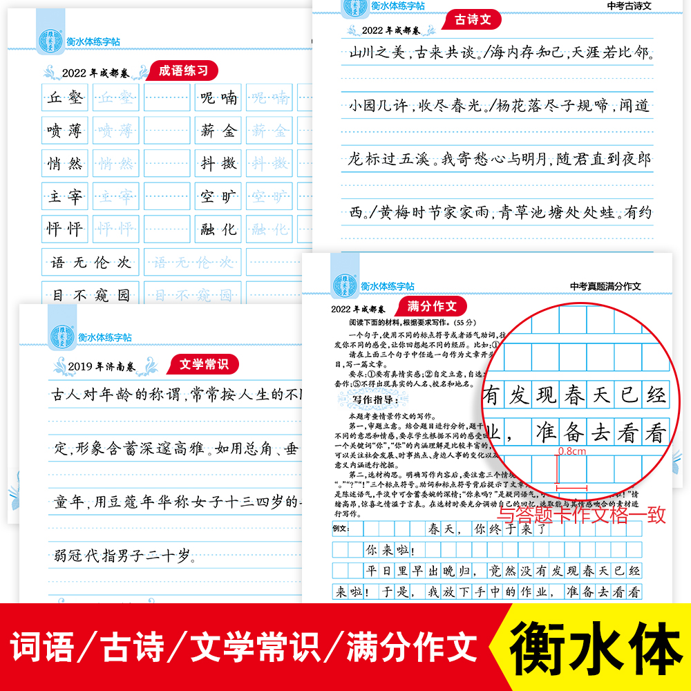 雅艺堂衡水体中文字帖初中生中考真题作文手写练字帖唐诗字帖练字速成练字帖成年正楷硬笔书法楷书练字本神器 - 图1