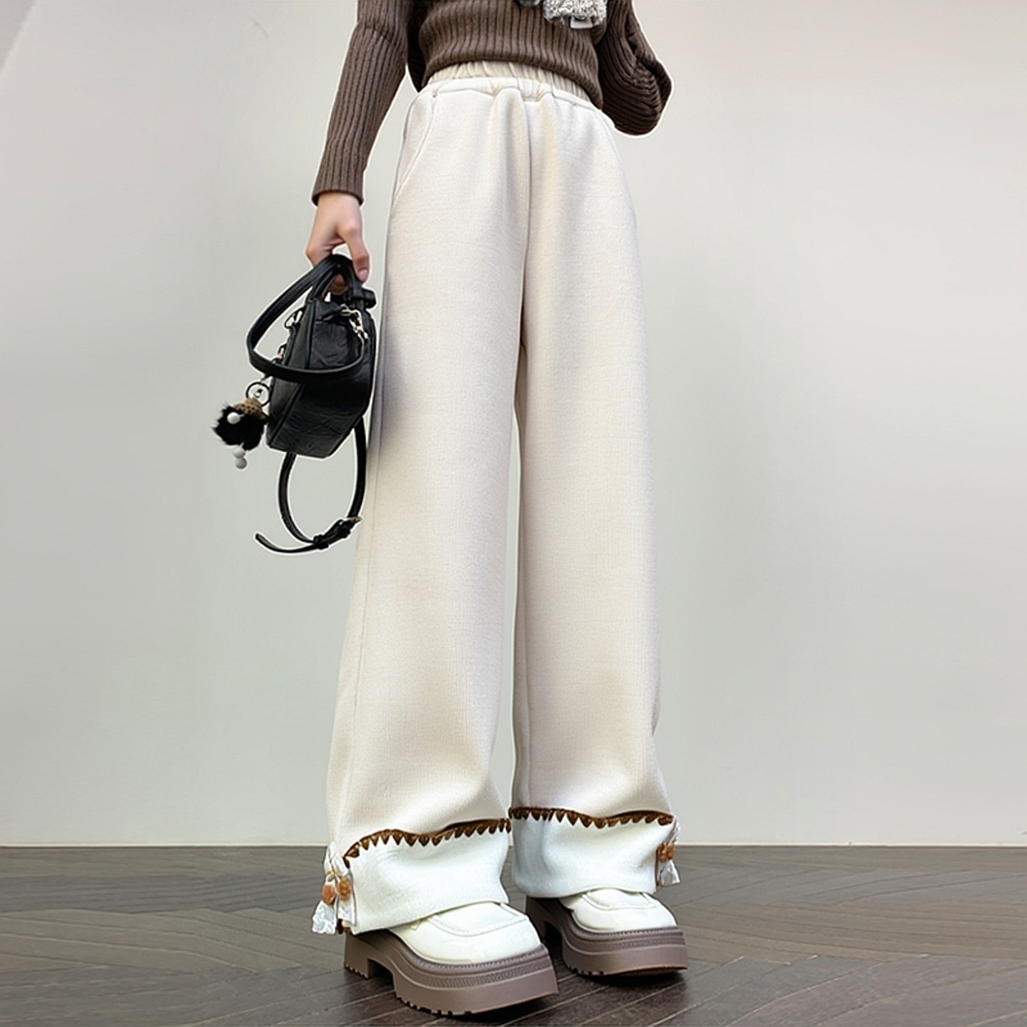 女童裤子秋冬2025新款儿童加绒阔腿裤女孩加厚卫裤大童冬季运动裤,淘宝优惠券,粉丝福利购,淘宝优惠卷