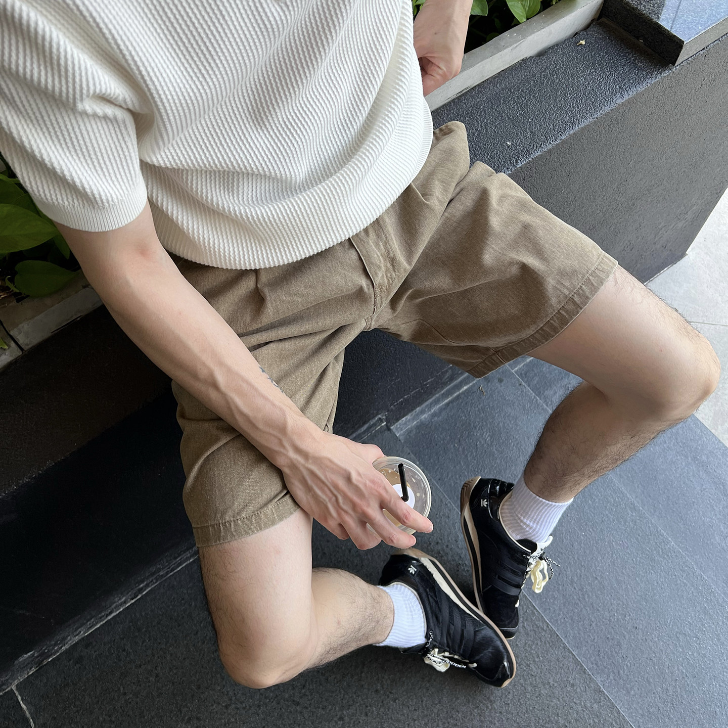 NickTian American semi-elastic waist denim shorts