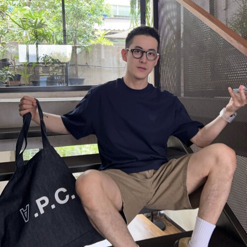 Nick Tian 韩国小众设计感浮雕爱心短袖T恤男款休闲宽松凉感上衣 - 图2