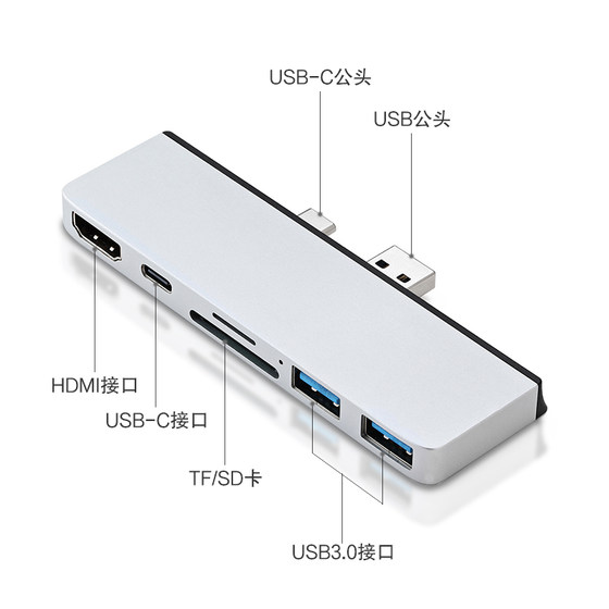 AJIUYU Microsoft Surface Pro7 도킹 스테이션 pro7+ 태블릿 확장 4K HDMI 어댑터 USB-C 변환기 TF/SD 카드 리더기 USB3.0 키보드 및 마우스 U 디스크 케이블