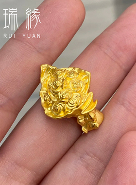 黄金玫瑰手捧花足金摆件520情人节浪漫纪念日生日礼物送女友老婆