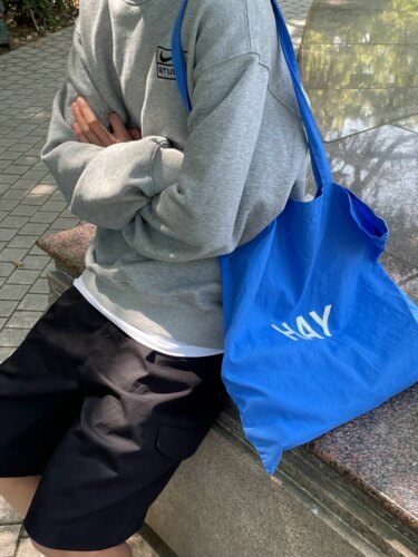 今日商铺官方授权HAY Blue Tote蓝色布包 购物袋水洗字母手提袋 - 图2