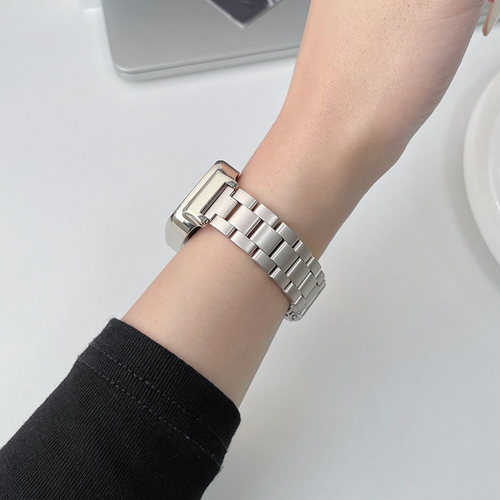 适用华为手环11/10表带9代8NFC腕带三珠款金属钢带荣耀9智能运动band7/6pro腕带个性男女高级金属替换带配件 - 图1