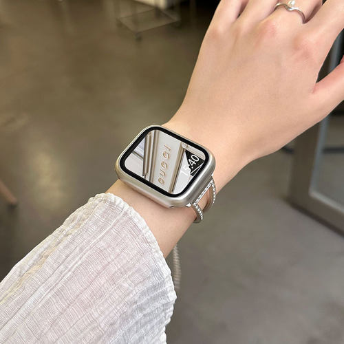 适用iwatch s10表带s9腕带创意镂空链子apple watchs8个性s7小香风s6金属Ultra男女s5高级感ins风替换带云顶 - 图0
