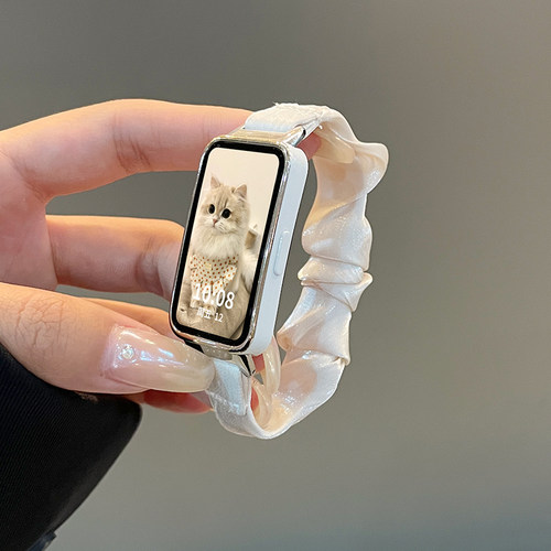 适用华为手环10/9表带band8/7法式弹力发圈腕带荣耀9智能运动band6pro夏天女生替换带保护壳配件云顶创想 - 图3