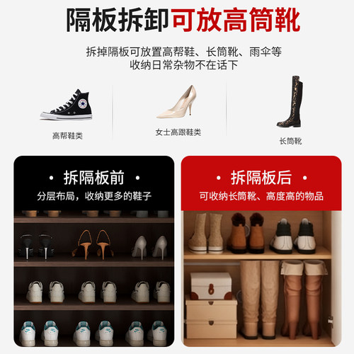 实木鞋柜家用门口入户玄关柜可定制大容量收纳柜靠墙一体储物鞋架 - 图2
