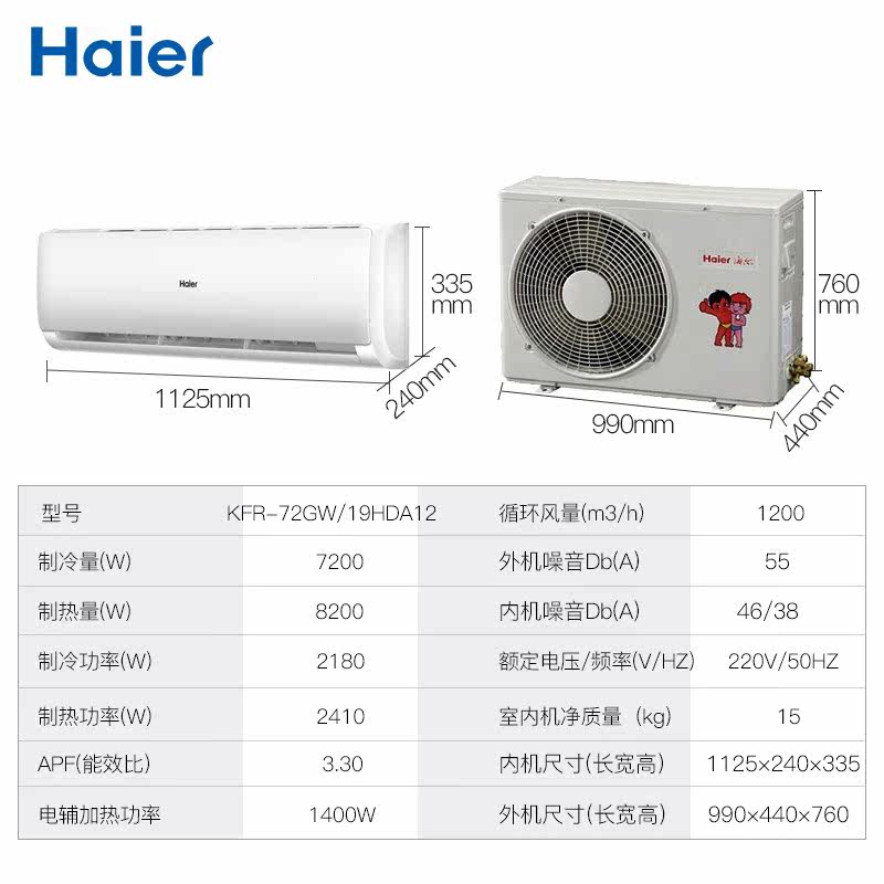 haier /海尔冷暖两用3p家用空调 海尔华双优品空调