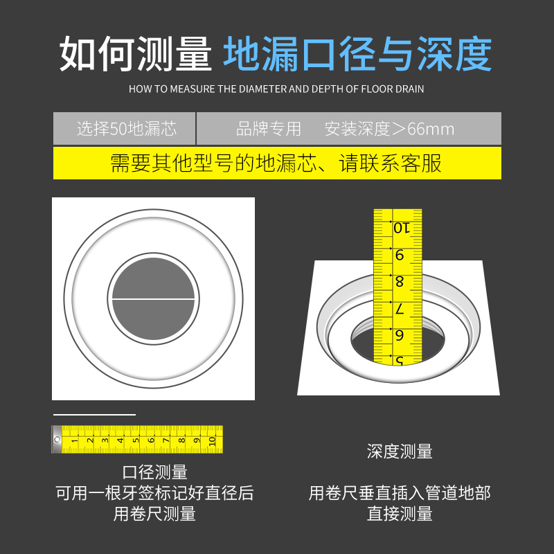 金案防臭地漏芯50管40管直排重力内芯卫生间下水道通用替换 - 图2