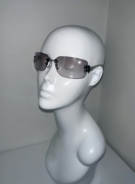 1105lab复古五角星无边长方形灰色冷感墨镜凹造型时髦朋克太阳镜