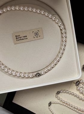 施家珍珠项链女银不掉色气质高级锁骨链2025新款轻奢小香风颈链