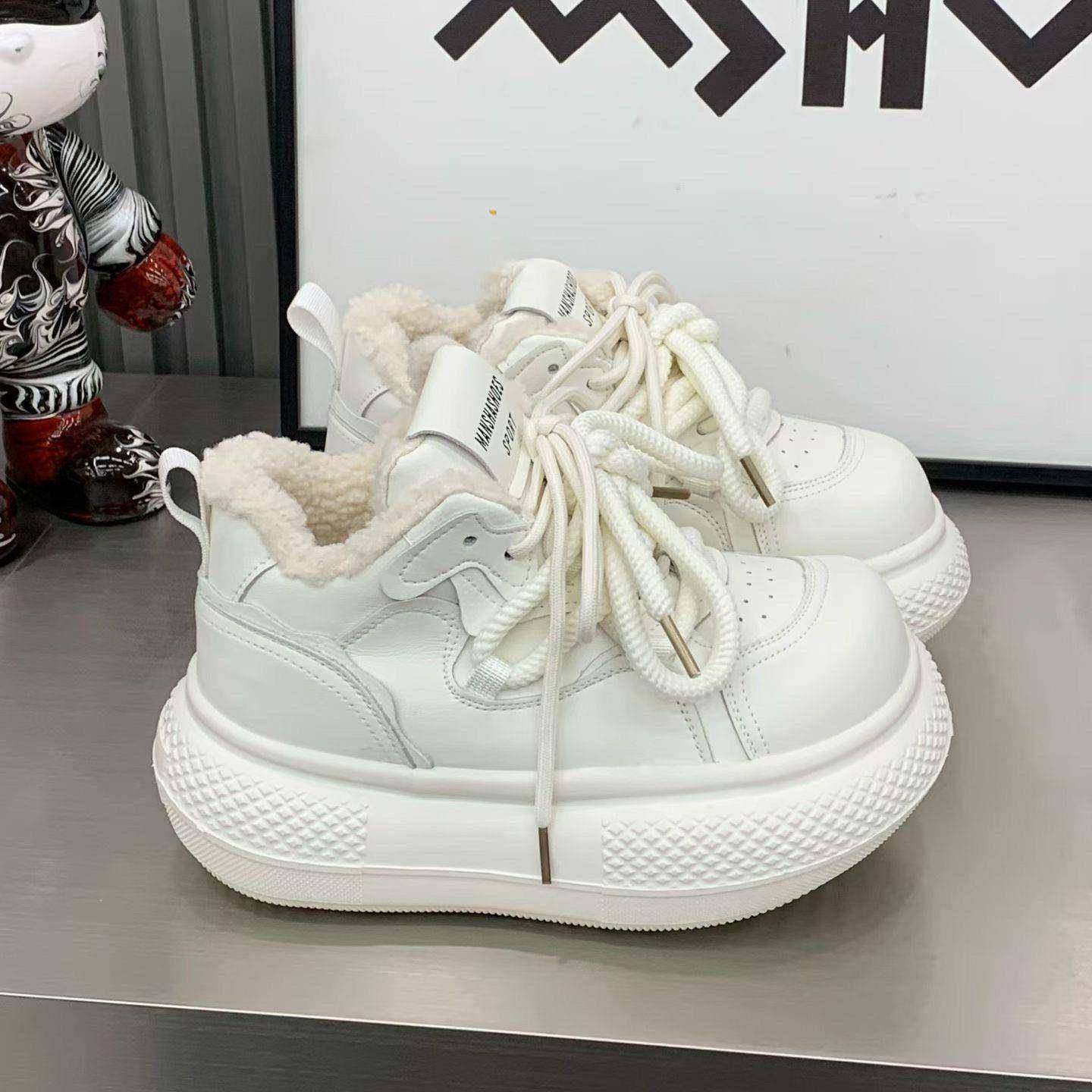 欧洲站2025秋冬大头丑萌面包鞋小白鞋加绒休闲鞋板鞋松糕厚底女鞋,淘宝优惠券,粉丝福利购,淘宝优惠卷