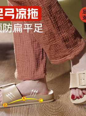 台湾足弓支撑拖鞋女家用夏季防滑防臭居家洗澡扁平足矫正白