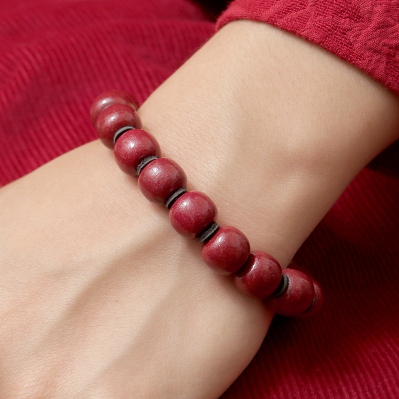 紫金砂朱砂手串男女高含量紫晶砂苹果桶珠本命链天然正品 - 图1