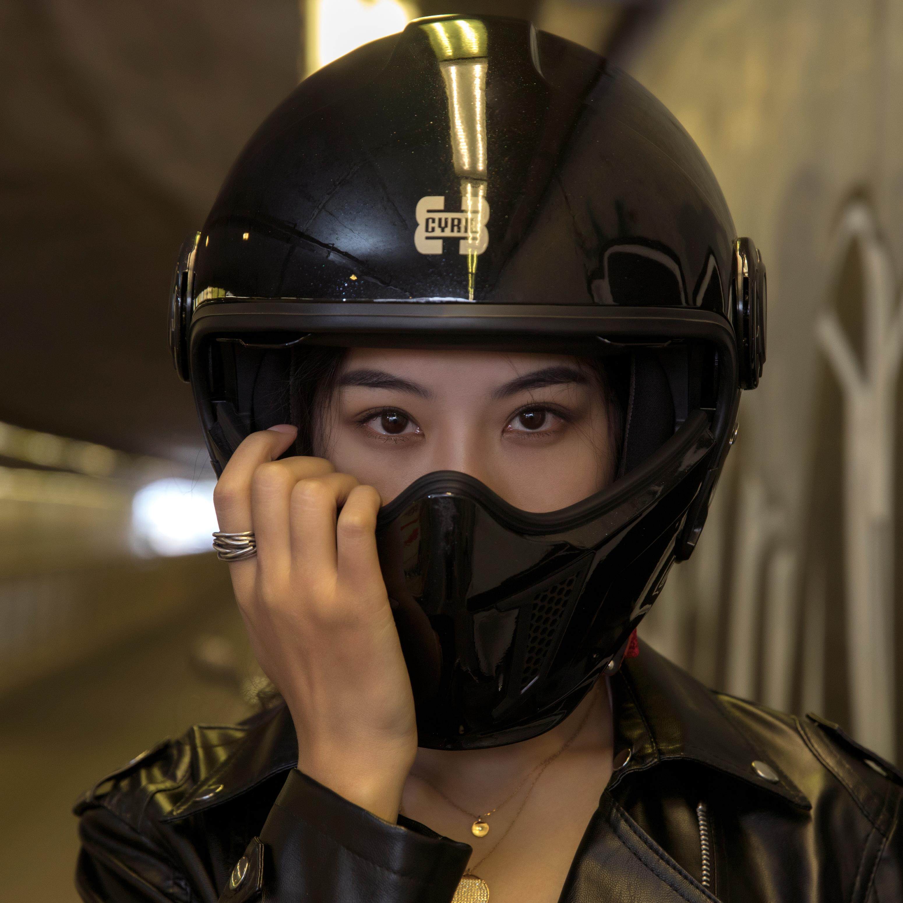 CYRIL赛罗复古头盔四分之三组合全盔四季男女摩托车巡航机车半盔_虎窝淘