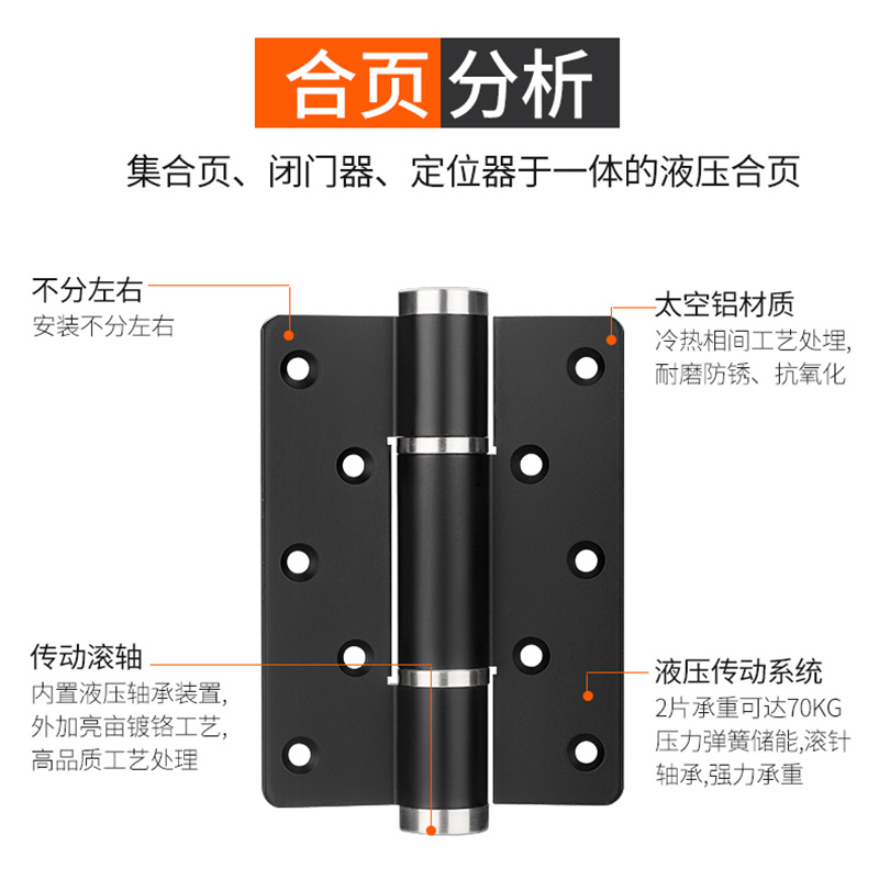 隐形门液压缓冲合页阻尼自动关门合页闭门器暗门木门弹簧铰链合页-图2