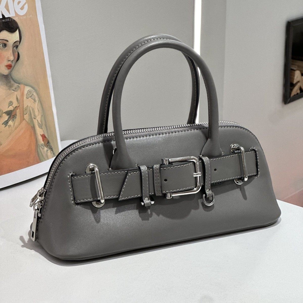 佰缔皮具女包2025新款高级感手提保龄球包包真皮腋下包单肩贝壳包,淘宝优惠券,粉丝福利购,淘宝优惠卷