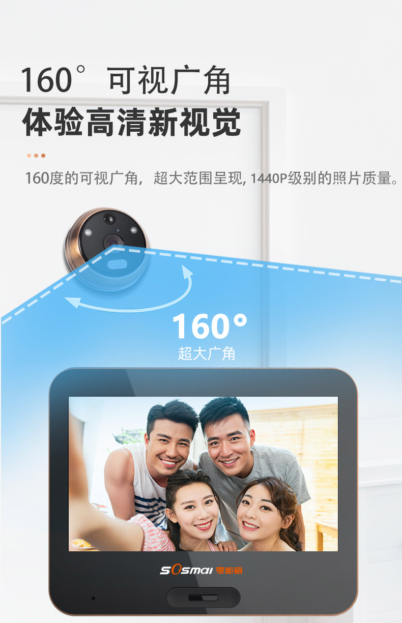 智能可视门铃移动侦测电子可视猫眼锂电池人体感应红外夜视-图2