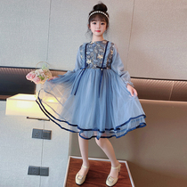 Girls dress Autumn dress 2023 new foreign air CUHK Children girl Fall trendy 100 ride Princess Skirt Tide