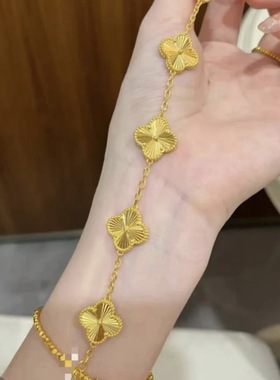 古法沙金叠戴高品质不掉色手镯女款新中式金色葫芦高级感五花手链