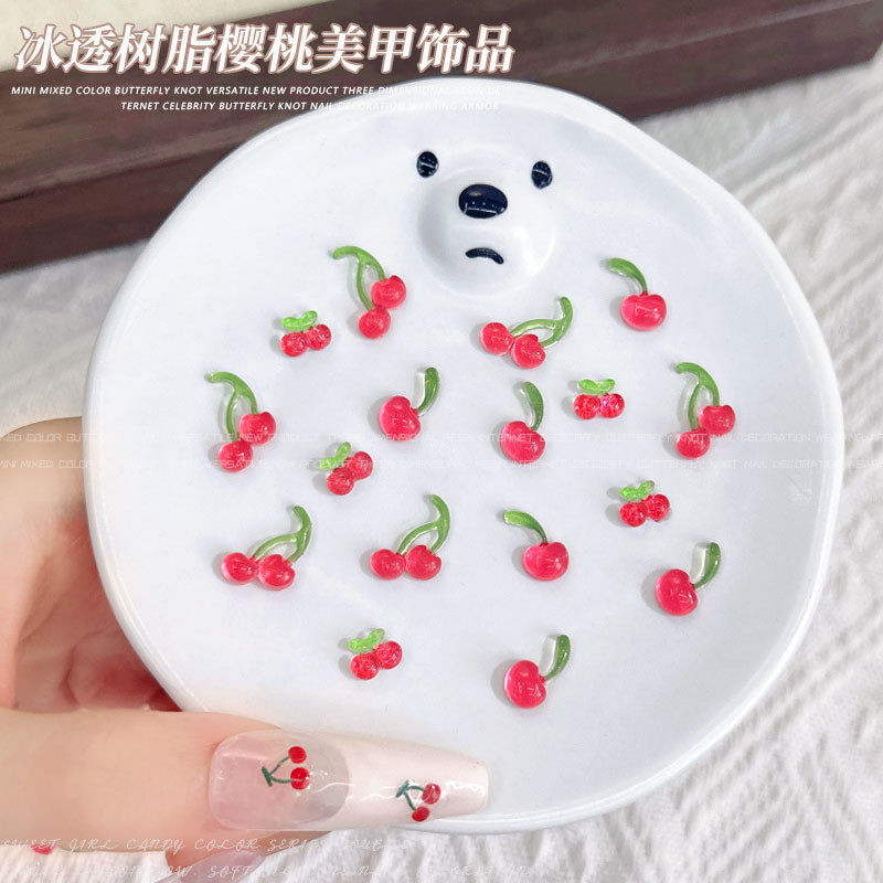 红色樱桃立体diy树脂美甲饰品卡通水果少女可爱穿戴甲钻,淘宝优惠券,粉丝福利购,淘宝优惠卷