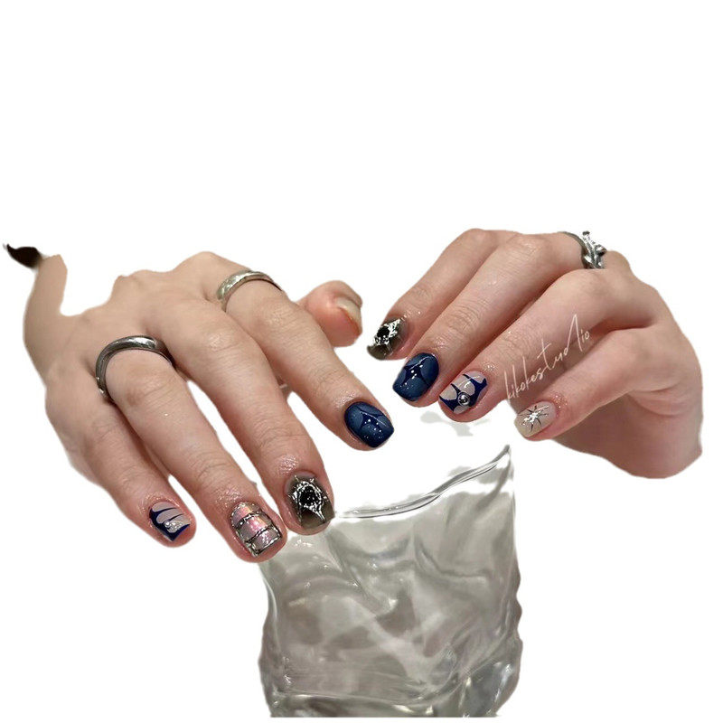 纯手工美甲穿戴甲假指甲贴片小众个性辣妹风恶魔之眼四芒星金属,淘宝优惠券,粉丝福利购,淘宝优惠卷