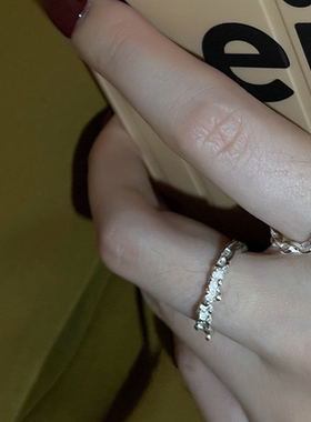 女简约ins小众设计冷淡风高级开口食指戒韩国简约小方钻编织戒指