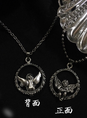 复古少女花环天使挂坠女衣服裙子配饰长款项链百搭挂件时尚毛衣链