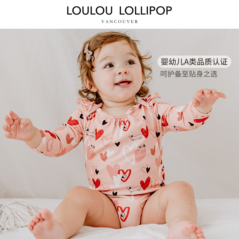 LoulouLOLLIPOP宝宝三角哈衣爬爬服新生婴儿长袖连体包屁衣春秋装