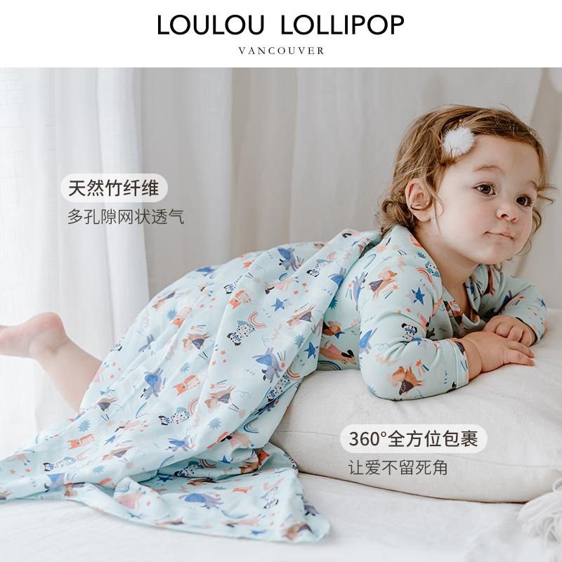 Loulou LOLLIPOP初生婴儿四季纱布包巾襁褓巾宝宝防惊跳方巾盖毯-图0