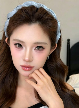 灰调烟紫韩系温柔风甜美发箍女高颅顶缠绕头箍海岛缎网纱齿梳发卡