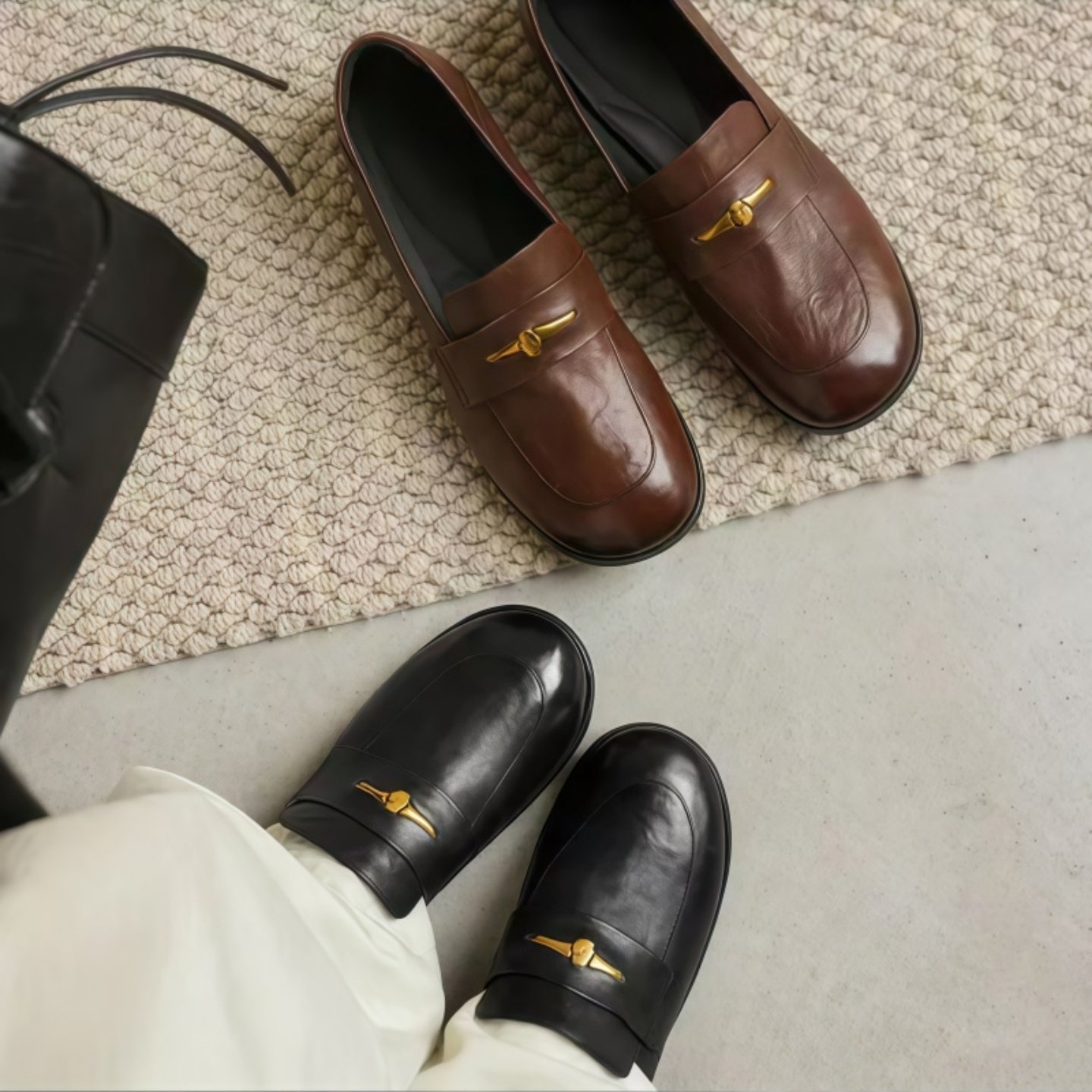 小角鹿超软羊皮乐福鞋女2026春季一脚蹬英伦风小皮鞋平底浅口单鞋,淘宝优惠券,粉丝福利购,淘宝优惠卷