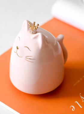 猫咪陶瓷旋转音乐盒创意礼物女生
