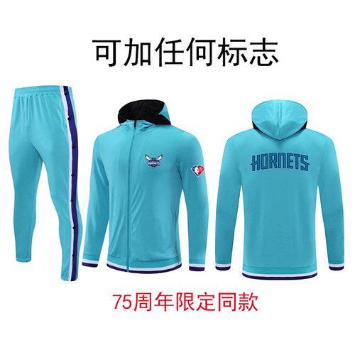 湖人篮网勇士队篮球出场服套装定制热身服外套训练服卫衣男全开扣 - 图1