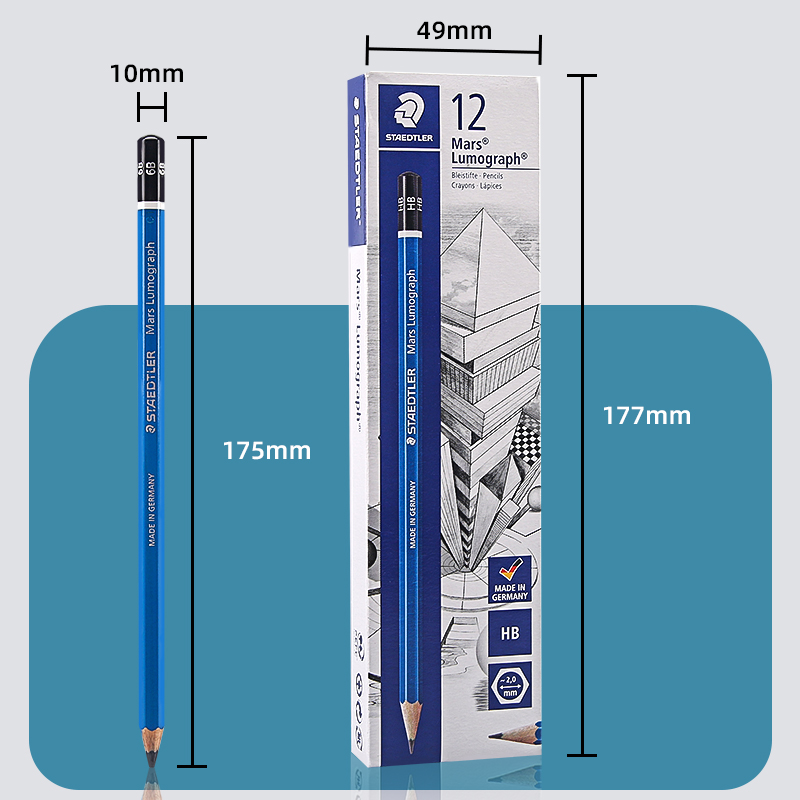 德国施德楼铅笔100蓝杆专业素描铅笔套装2比画画铅笔8b绘画铅笔素描美术生专用6b单支4b学生用初学者素描铅笔 - 图3