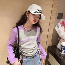 Girl t-shirt autumn dress 2023 new girl Korean version blouses early autumn children trendy thin and undershirt long sleeve female