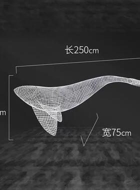 不锈钢镂空鲸鱼雕塑金属网格编制动物售楼部展厅悬吊美陈装饰摆件