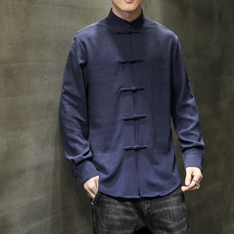 新款男士中国风长袖潮牌汉服衬衫 腓尼基秀禾服