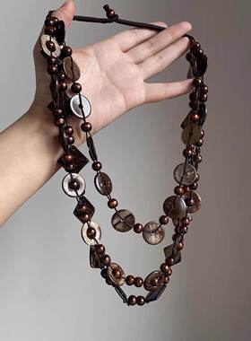 波西米亚贝壳串珠项链轻奢小众民族风锁骨链海边度假风项饰饰品女