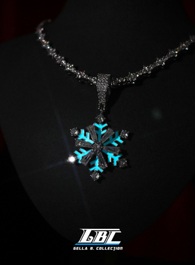 GBC旋转雪花项链夜光吊坠手绘珐琅礼物送女朋友ins项链秋冬古巴链