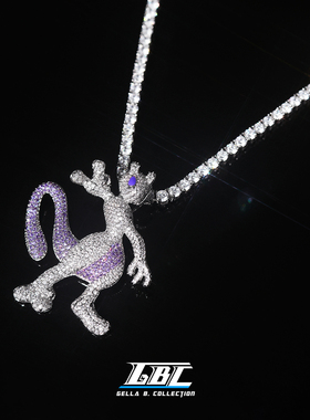 GBC宝可梦超梦实心吊坠满钻