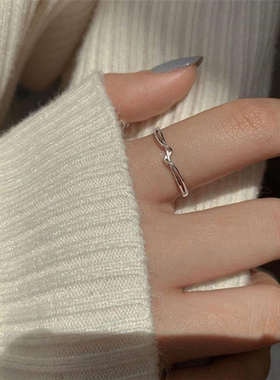 开口可调节简约线条戒指女几何绕指柔指环食指戒闺蜜ins潮流