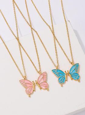 闺蜜小挂件二人闺蜜项链女二人款友谊项链好朋友项链一对滴油蝴蝶